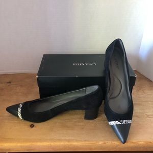 Ellen Tracy Everett Heels Black leather/suede 10M